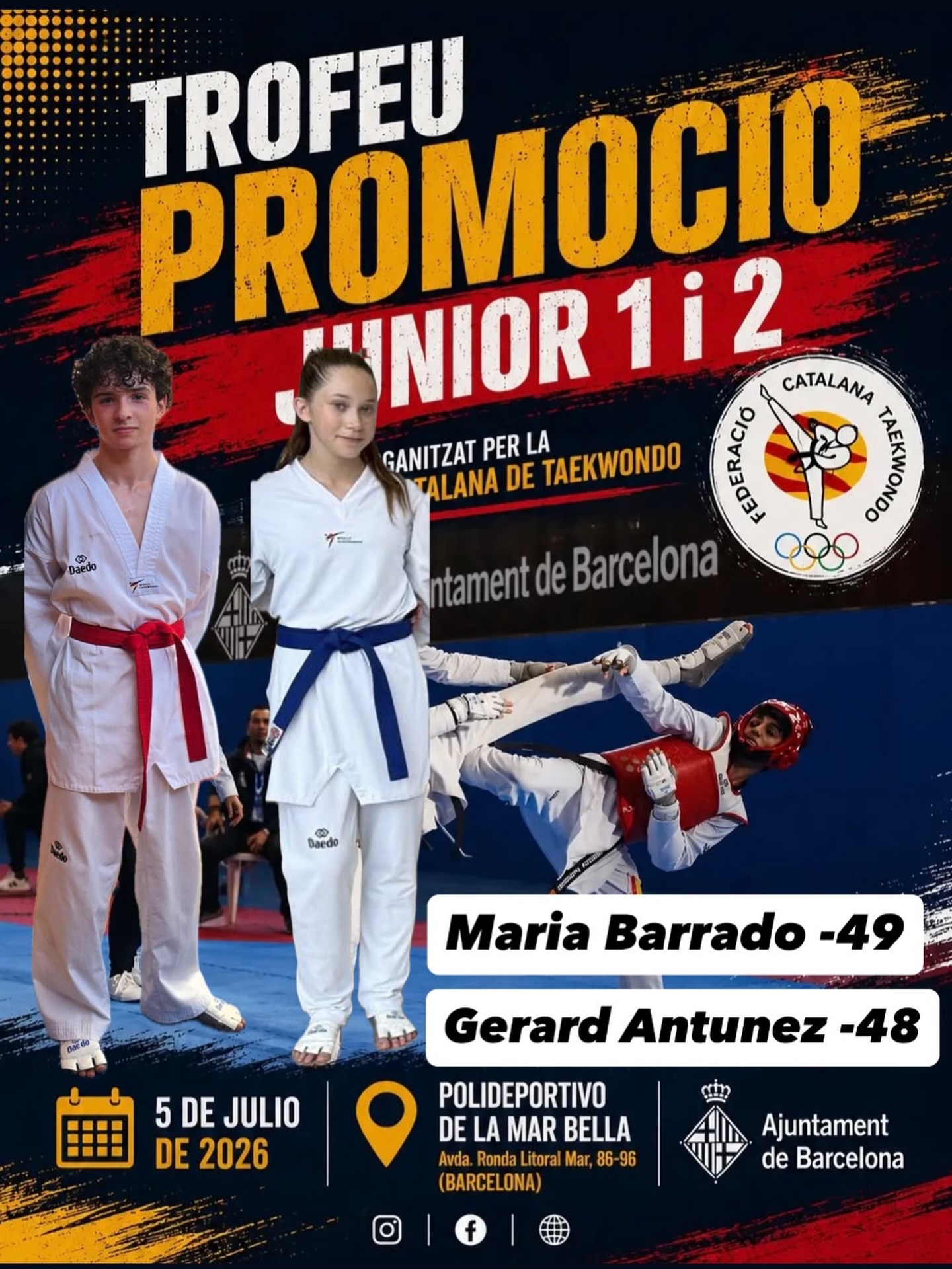 Este proximo domingo participamos con dos alumnos en el campeonato Catalunya promoción Junior